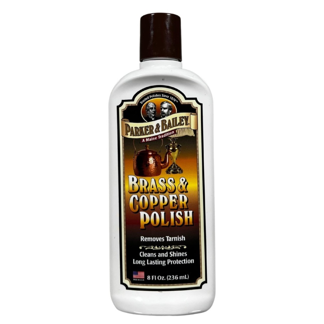 PARKER BAILEY Brass and Copper Polish Brass Polish Cleaner Copper Cleaner and Polish Tarnish Remover Metal Polish Cream for Polishing Antique Decor Pans Furniture 8 Oz Bottle