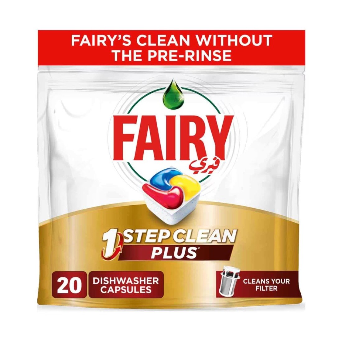 Fairy 1 Step Clean Plus Automatic Dishwasher Tablets Lemon Scent 20 Tablets 