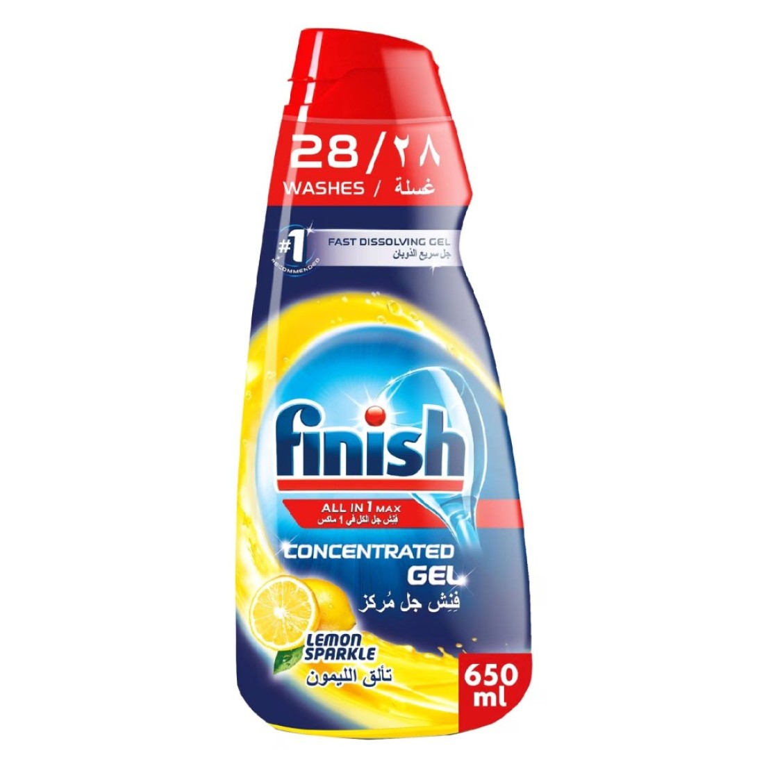 Finish All In One Max Shine And Protect Lemon Scented Dishwashing Gel 650ml
