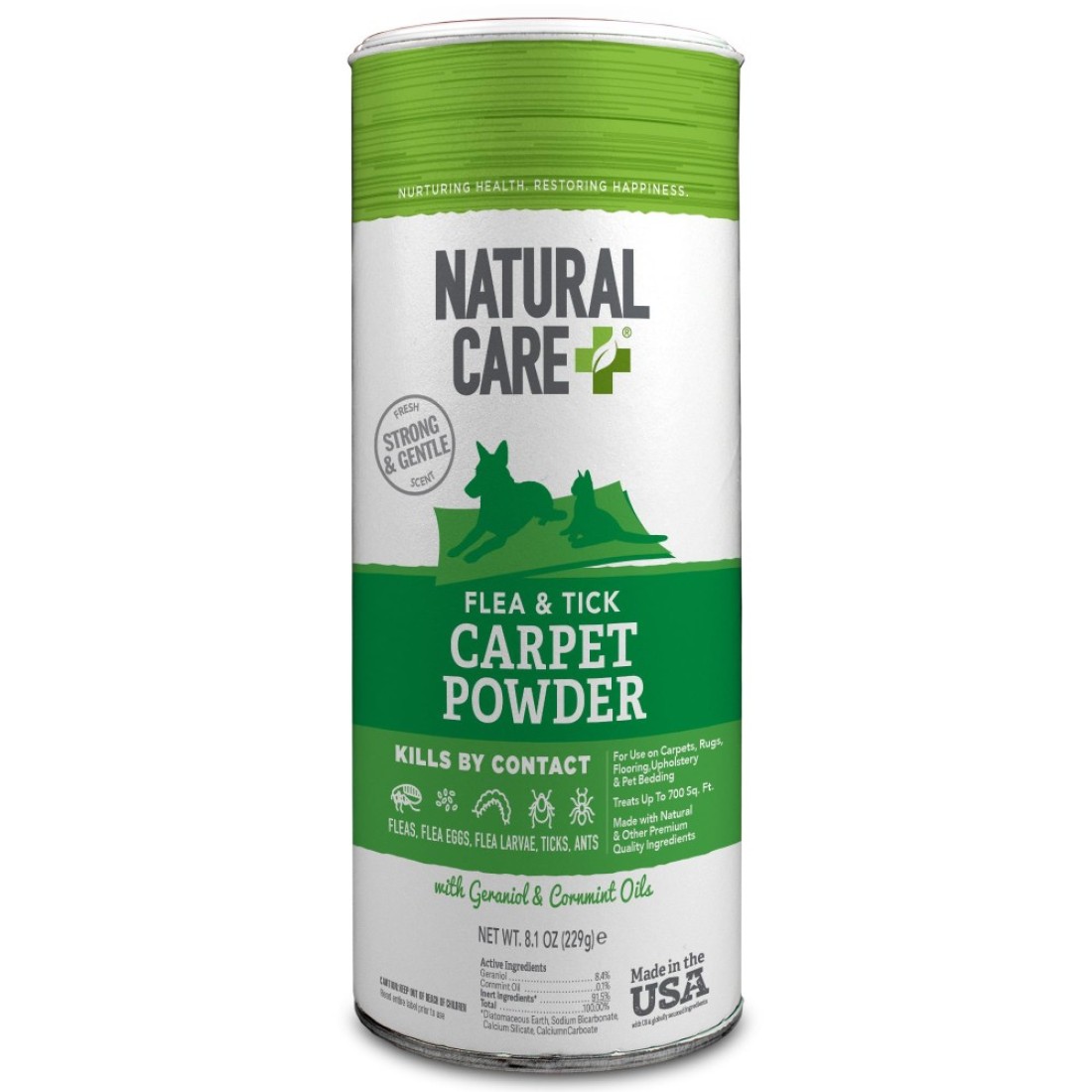 Natural Care Flea and Tick Carpet Powder Flea Treatment for Rugs Carpet or Pet Bedding 81 Ounce Canister