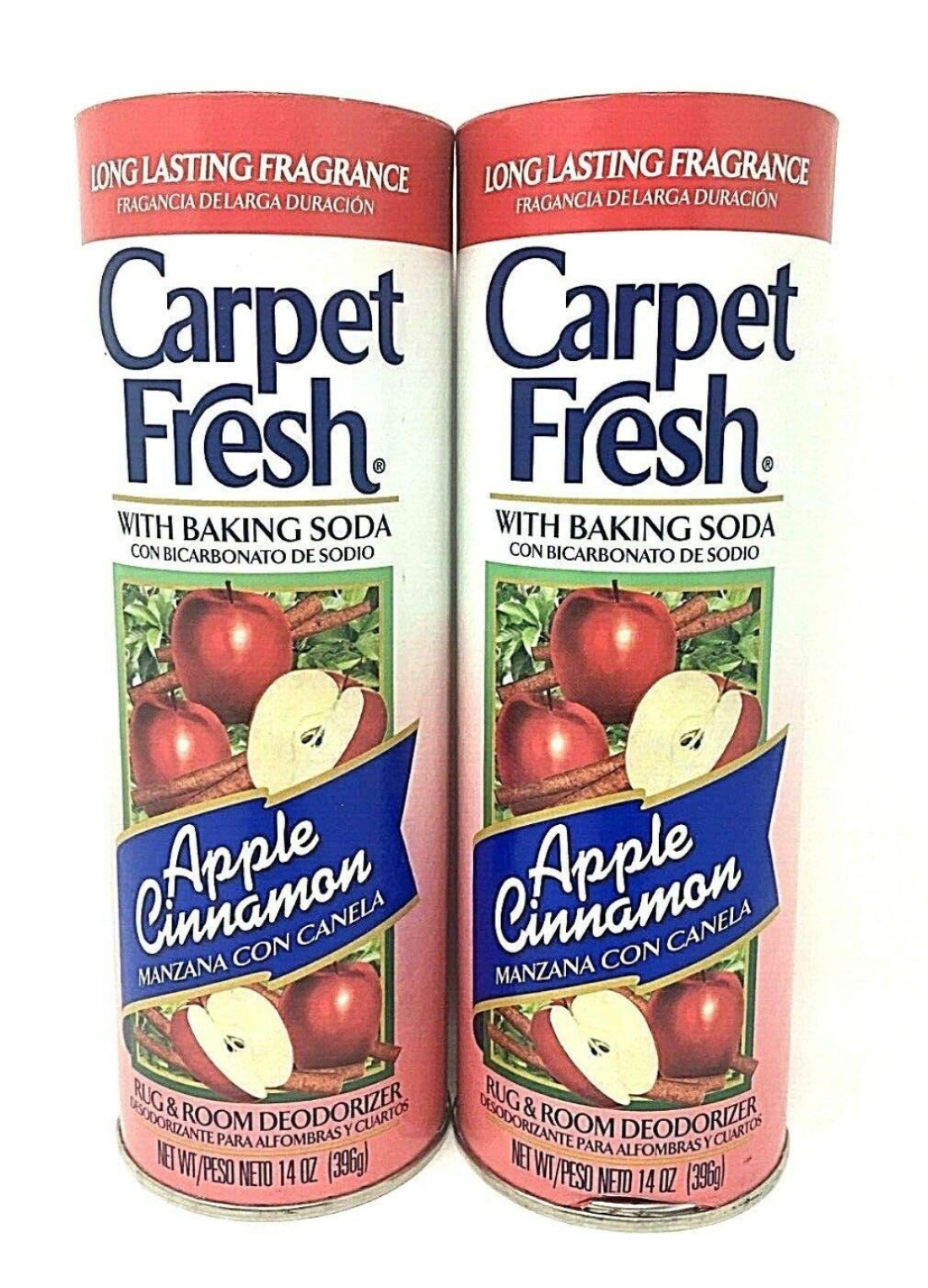 Carpet Fresh Pack of Two Rug and Room Deodorizer with Baking Soda 14 oz Apple Cinnamon pack of 2 Fragrance