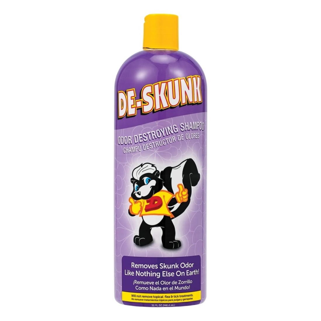 DeSkunk Odor Destroying Shampoo for Dogs 32 oz Formulated with Powerful DeGreasers Skunk Odor Remover for Pets Carpet Furniture and More Removes Skunk Smell Fast Clear FG00065