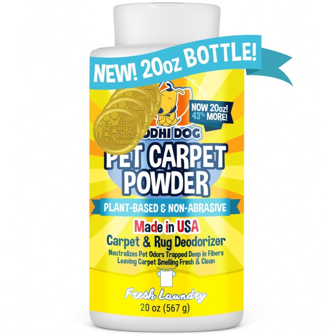 Bodhi Dog Natural Dog Odor Carpet Powder Dry Pet Smell Eliminator Remove Urine Smells Plant Based and Biodegradable Room Powder Loosens Fur and Dirt (Pack of 1)