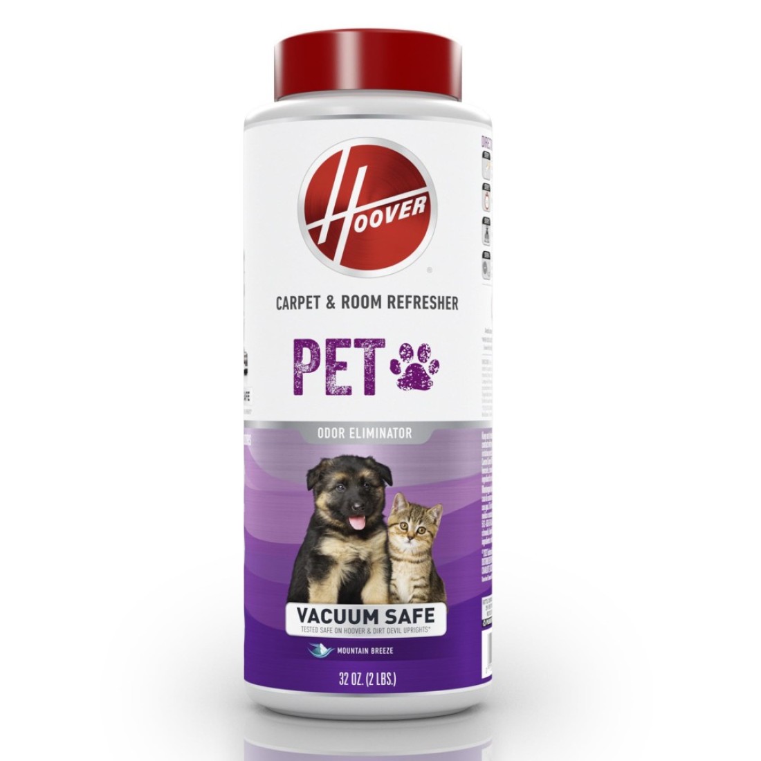 Hoover 32 oz Pet Carpet Room Refresher Carpet Powder Mountain Breeze Scent Vacuum Safe Eliminates Pet Odors White AH31211