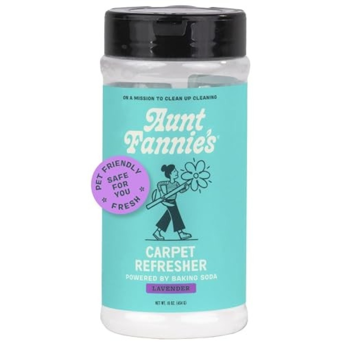 Aunt Fannie&#39;s Carpet Refresher &amp; Deodorizer Powder, Multi-Purpose Carpet, Rug, and Upholstery Odor Eliminator for Homes with Cats and Dogs, Lavender Scent, 16 Oz (Pack of 1), Packaging May Vary