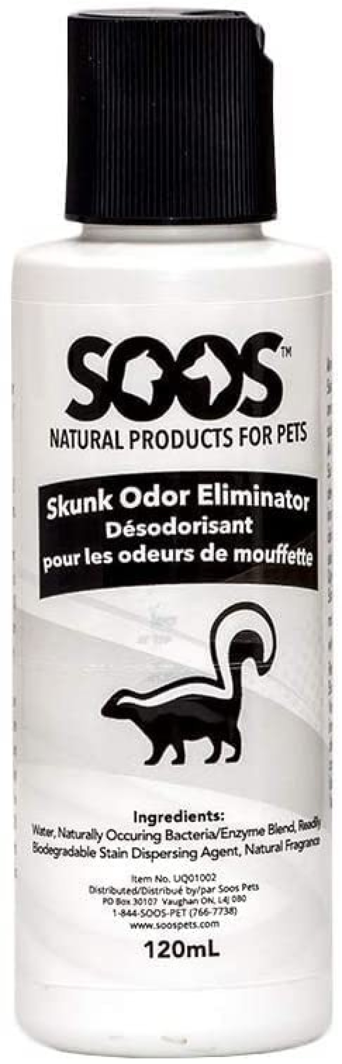 Soos Pet Skunk Odor Eliminator Odor Remover Natural Dead Sea Cruelty Free Pet Odor Destroyer Fast Absorbing Remove Skunk Odors Surfaces and Home 1x Skunk Odor Remover 120 ml