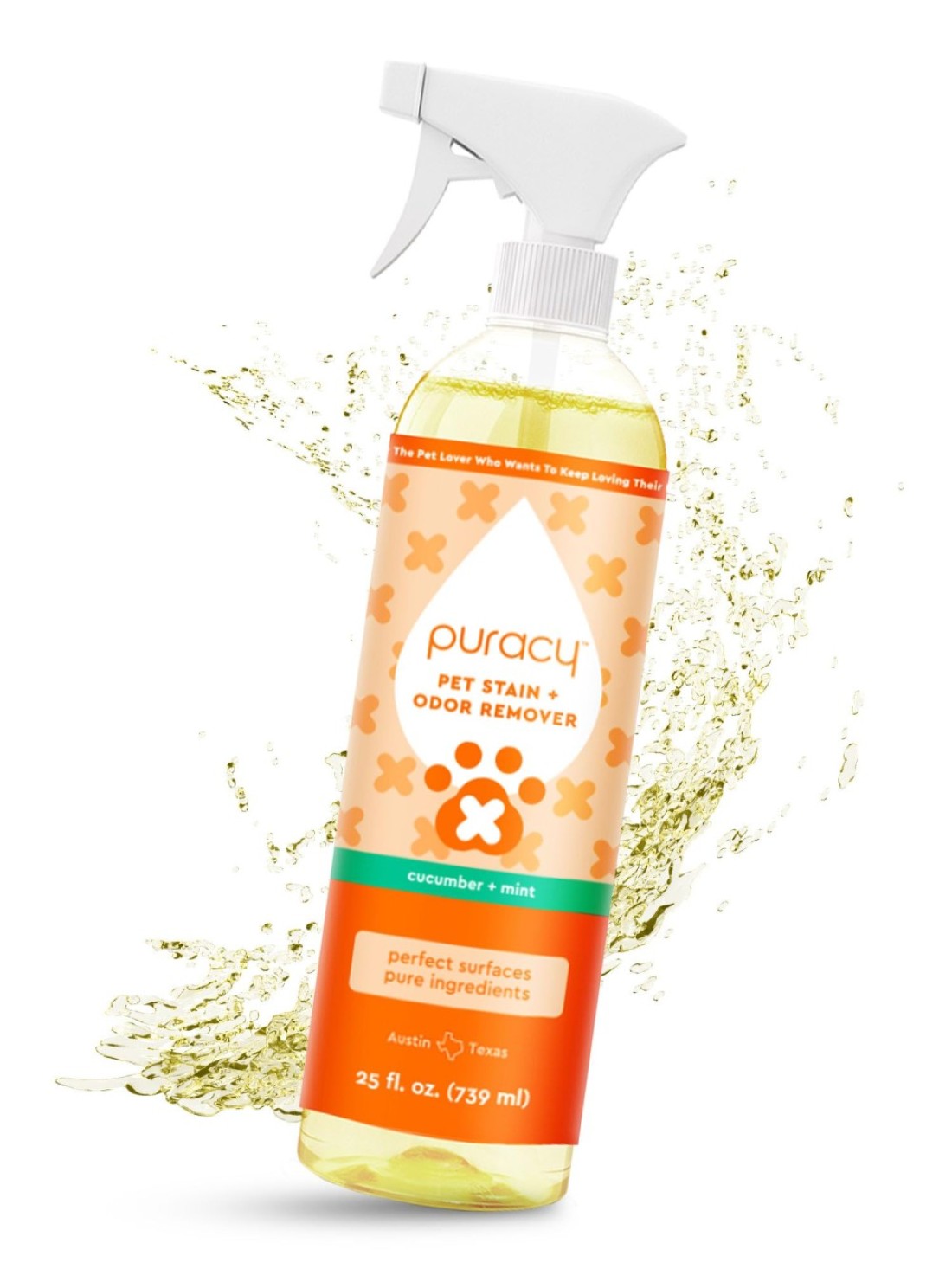 Puracy Pet Stain and Odor Remover - Enzyme Cleaner for Dog Urine and Poop Carpet - Pet Urine Enzyme Cleaner - Cat Pee Enzyme Cleaner for Cat Urine Enzyme Cleaner Destroyer - Cucumber &amp; Mint, 25oz