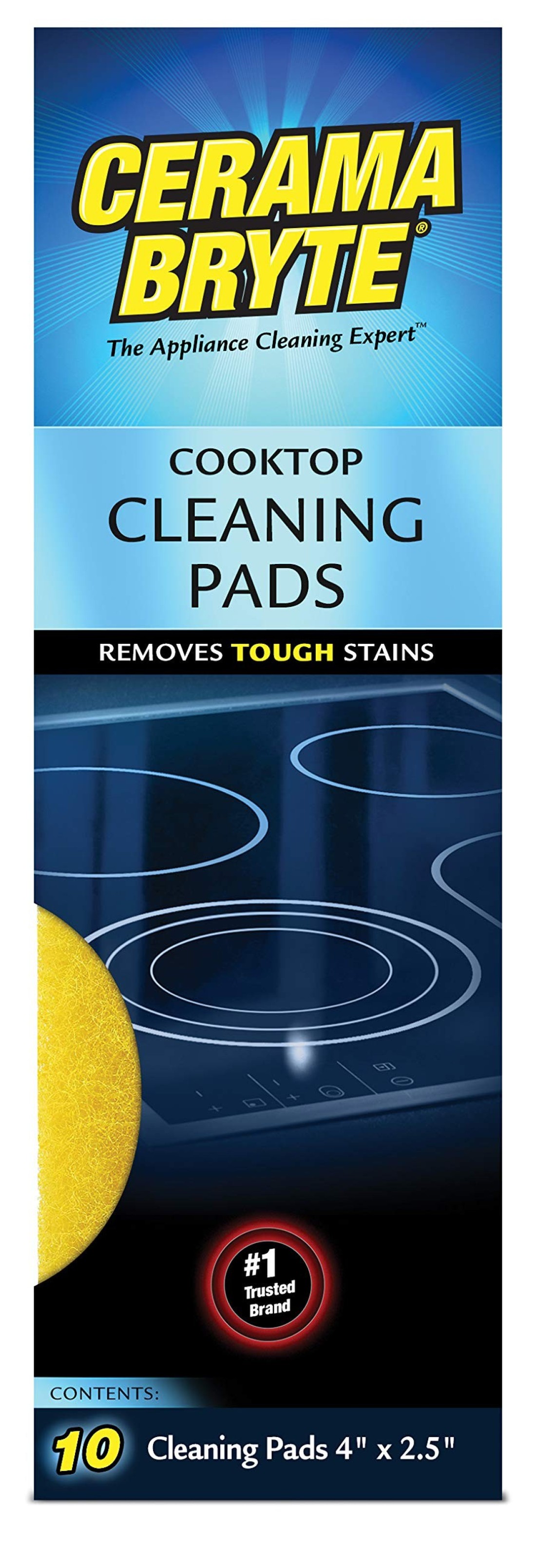 Cerama Bryte 1 x 10 Pack Cleaning Pads Cooktop and Stove Top Cleaner for Glass Ceramic Surfaces 10 Count