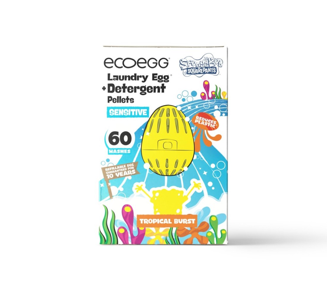 SPONGEBOB SQUAREPANTS x Ecoegg Laundry Egg Sensitive 60 Loads Tropical Burst Scent Helps Soften Clothes Ecofriendly Refillable Laundry Eggs Long Lasting Refillable Laundry Egg