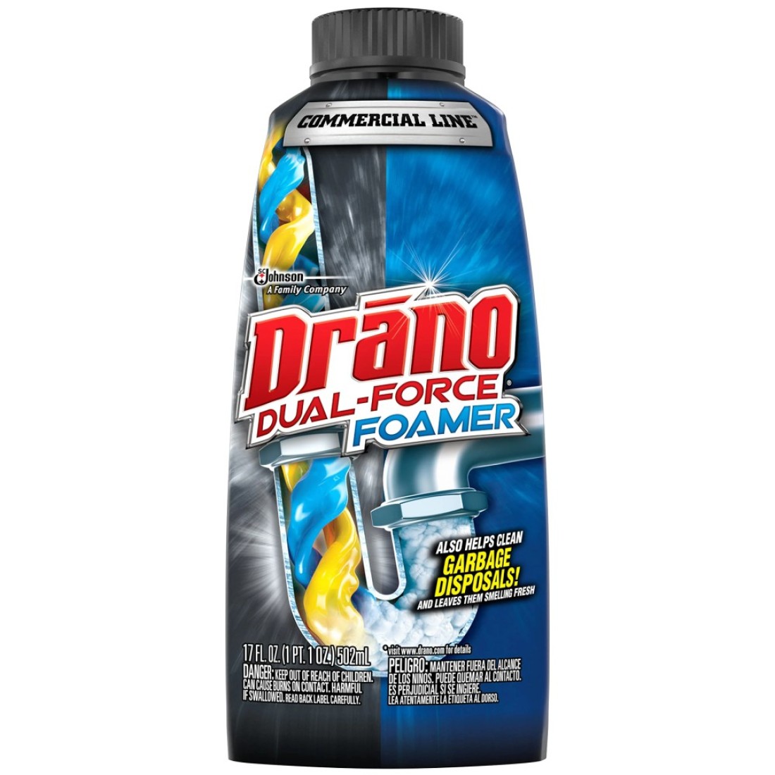 Drano Dual-Force Foamer Clog Remover, Commercial Line, 17 oz