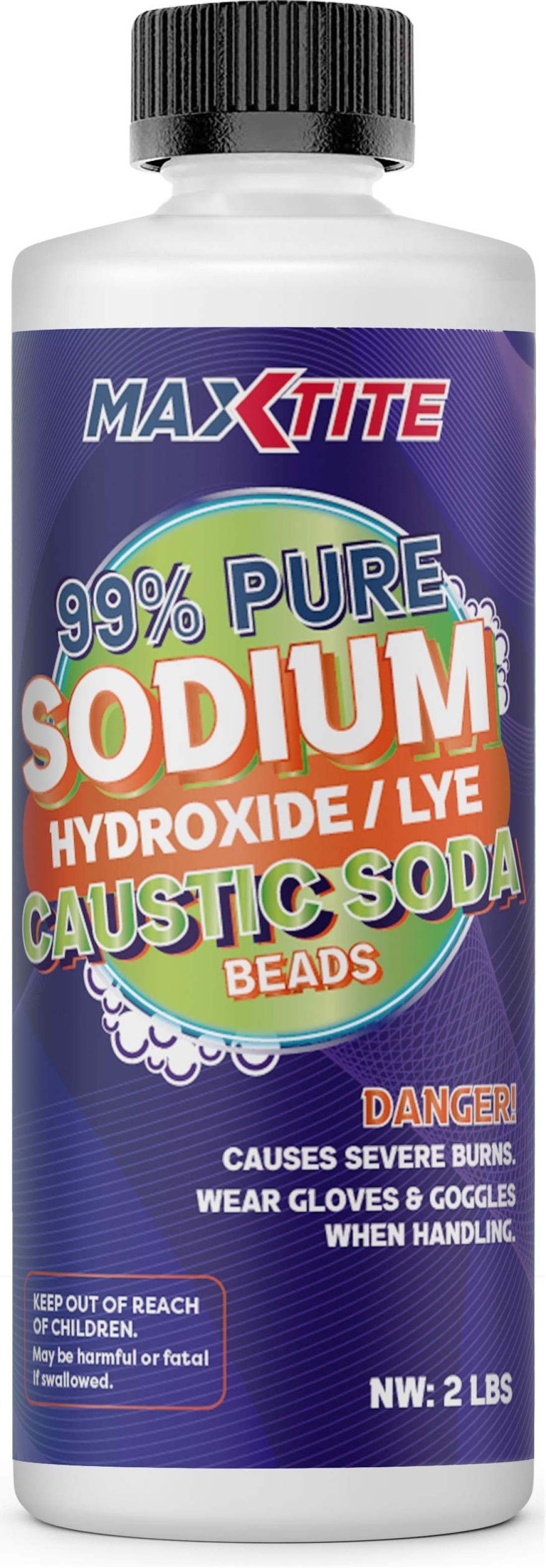 Sodium Hydroxide Caustic Soda Beads Lye 99 Pure 2lbs Food Grade Lye Drain Cleaner Opener HDPE Container wResealable Child Resistant Cap