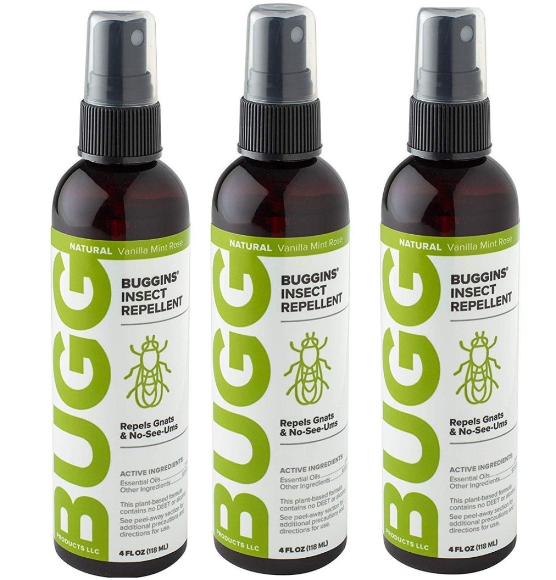 BugginsOriginal Insect Repellent Mosquitoes Gnats DEET Free NonGreasy 4 oz Pump Spray Bottle 3 Pack