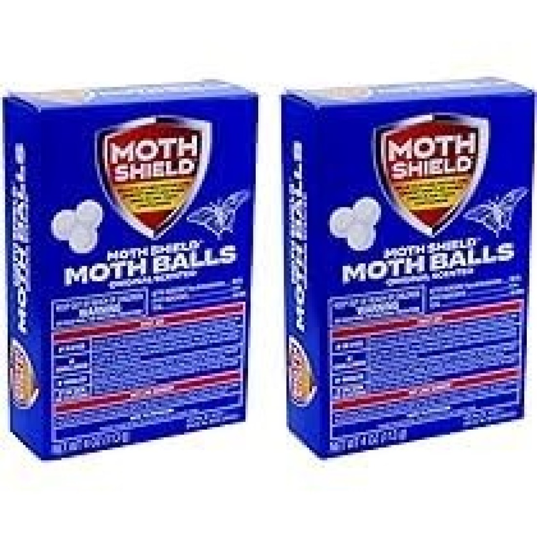 MothShield 4 Pack Old Fashioned Original Moth Balls, Carpet Beetles, Kills Clothes Moth, Repellent Closet Clothes Protector, No Clinging Odor(Approx:100 Balls), White