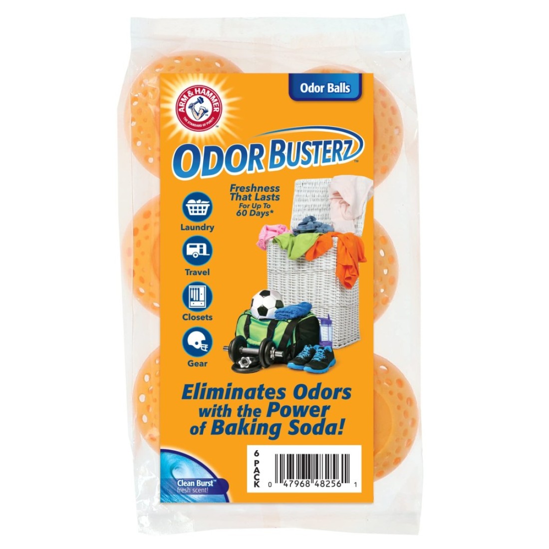 Arm Hammer Odor Busterz Balls 6 Pack Orange 6 Piece