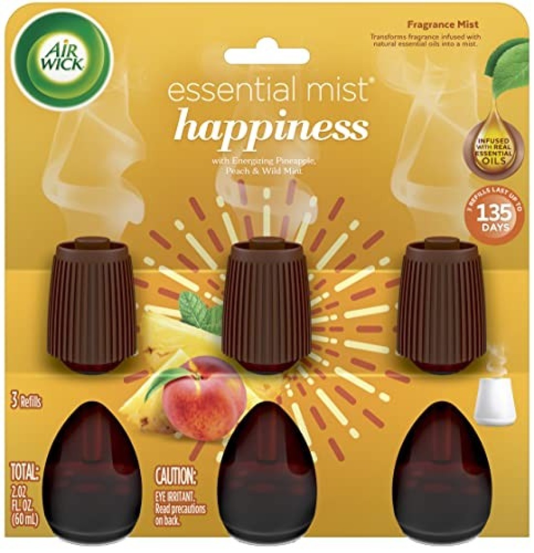 Air Wick Essential Mist Refill, 3ct, Happiness, Air Freshener, Essential Oils
