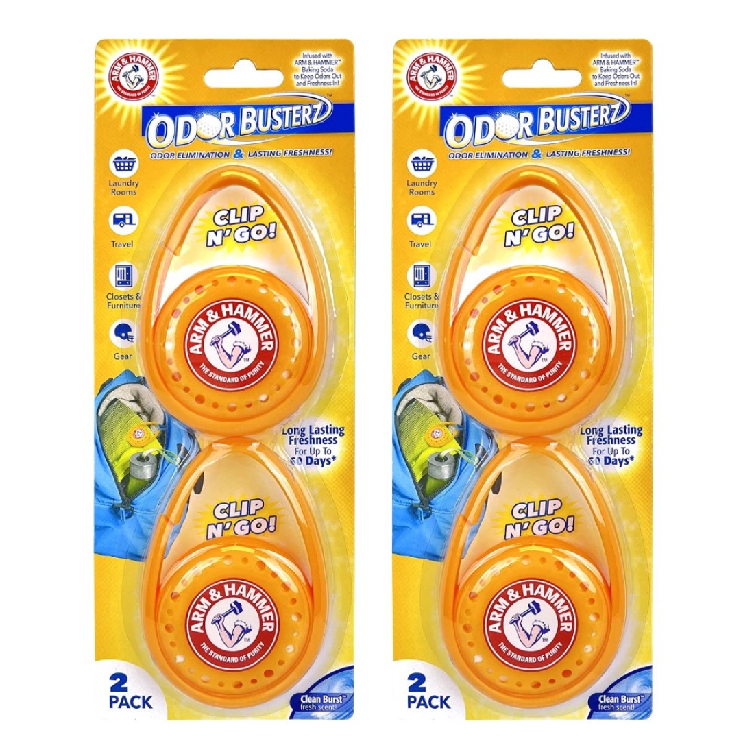 Arm Hammer Odor Busterz Clip N Go 4 Count Deodorizer
