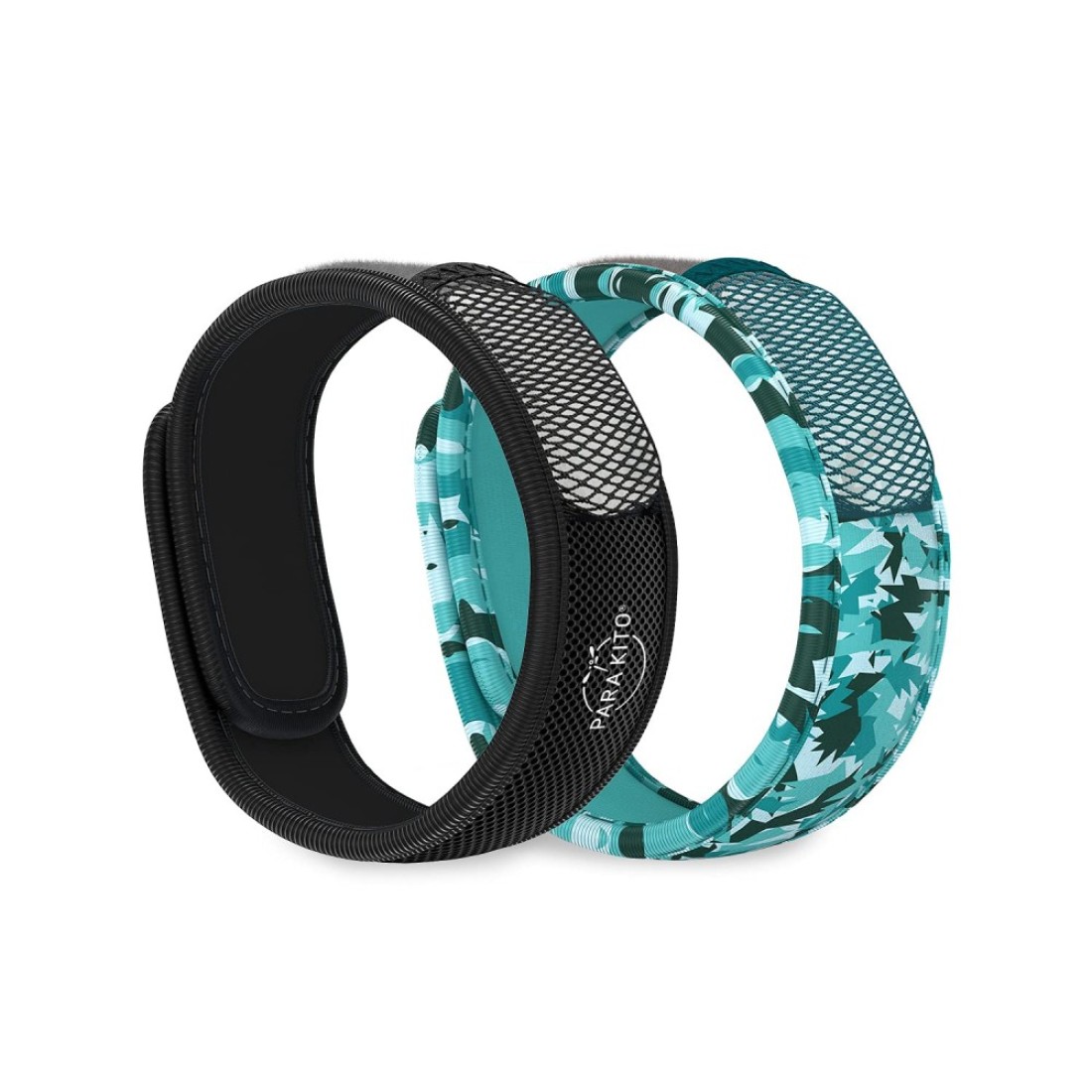 PARA&#39;KITO Mosquito Repellent Bracelets + Refill Pellets Bundle w/Peppermint Oil, Essential Oils Hiking &amp; Camping Accessories Paraben Free, DEET Free - 2 Wristbands &amp; 2 Refills (Black + Conceal)