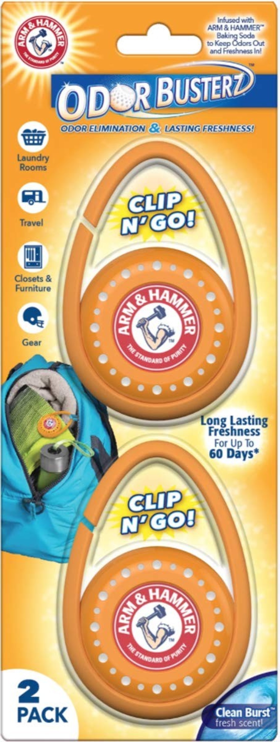 ARM HAMMER Odor Busterz Clip N Go 2 Pack Deodorizor 2Pack 2 Count