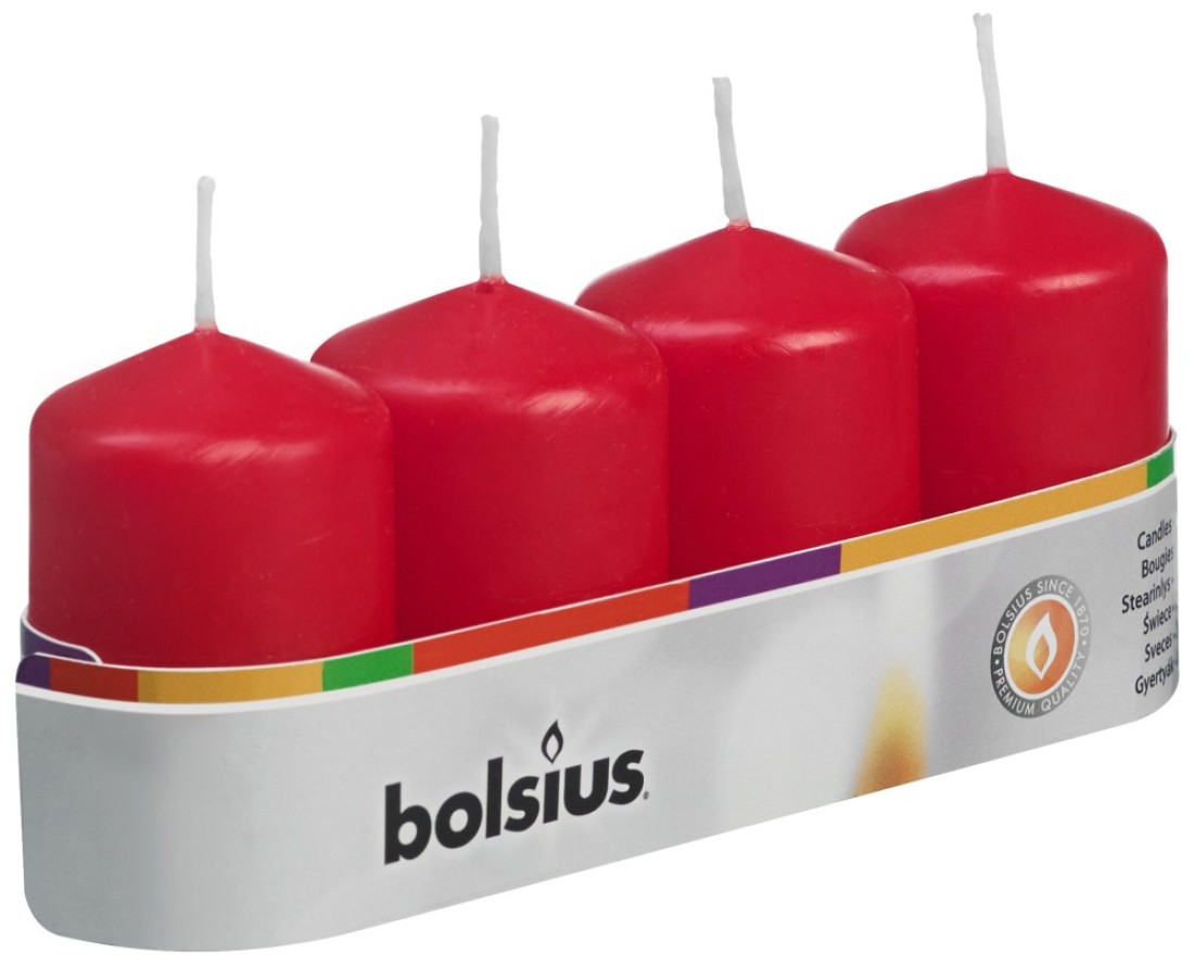 Bolsius Unscented Pillar Candles, Pack Of 4