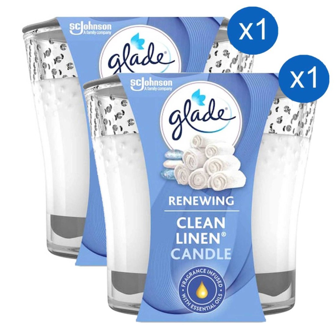 Glade Renewing Scented Candle Clean Linen 96.3g Pack of 2