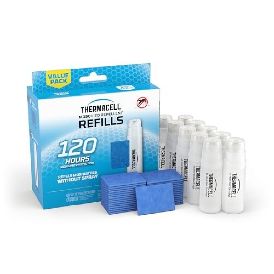 Thermacell Mosquito Repellent 120-Hour Refill; Includes 10 Fuel Cartridges &amp; 30 Repellent Mats; Compatible With Fuel-Powered Thermacell Repellers; Scent-Free, DEET-Free Bug Spray Alternative