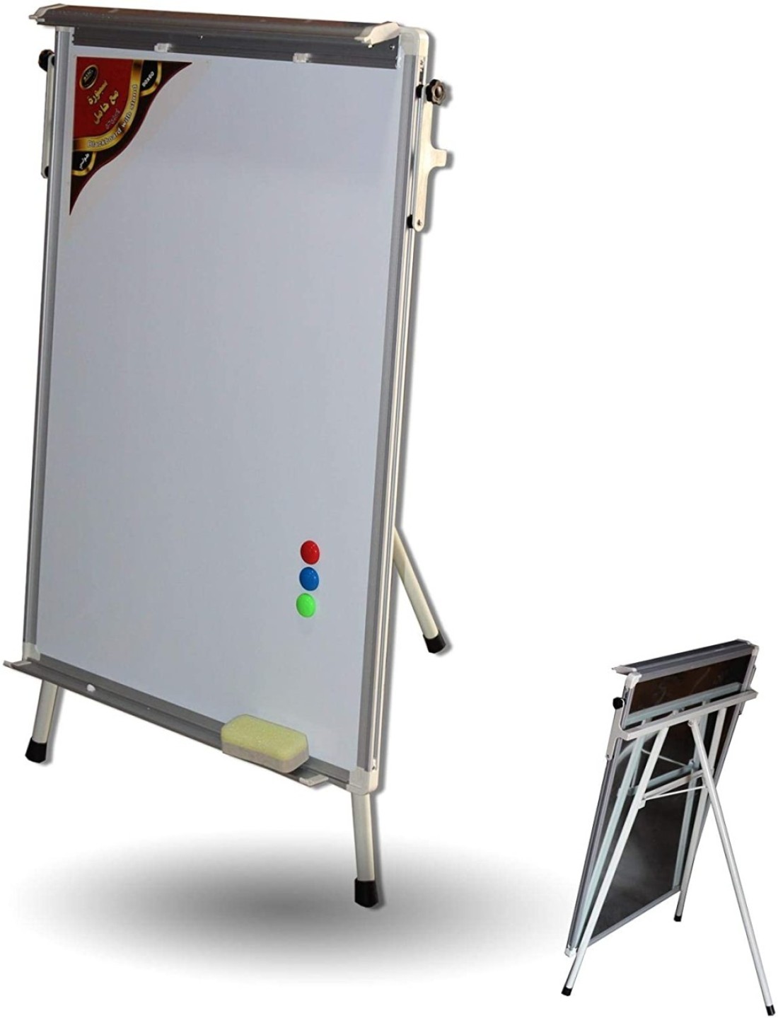 Generic Height Adjustable Vertical White Board With Stand And Eraser And Magnets 60 X 90 cm