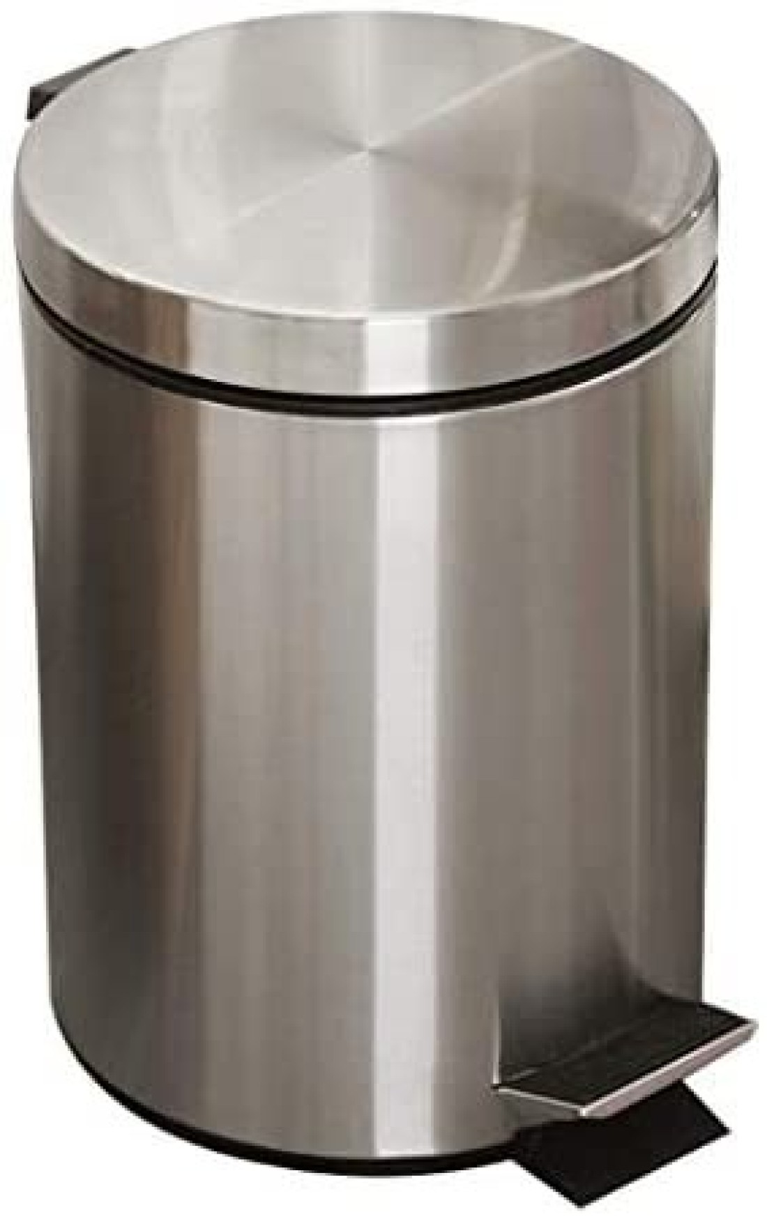 Rubbish Bin Stainless Steel Brushed Round Step Trash Can Pedalstyle Covered Living Room Kitchen Bathroom Paper Basket 8 Liters trash can dustbin