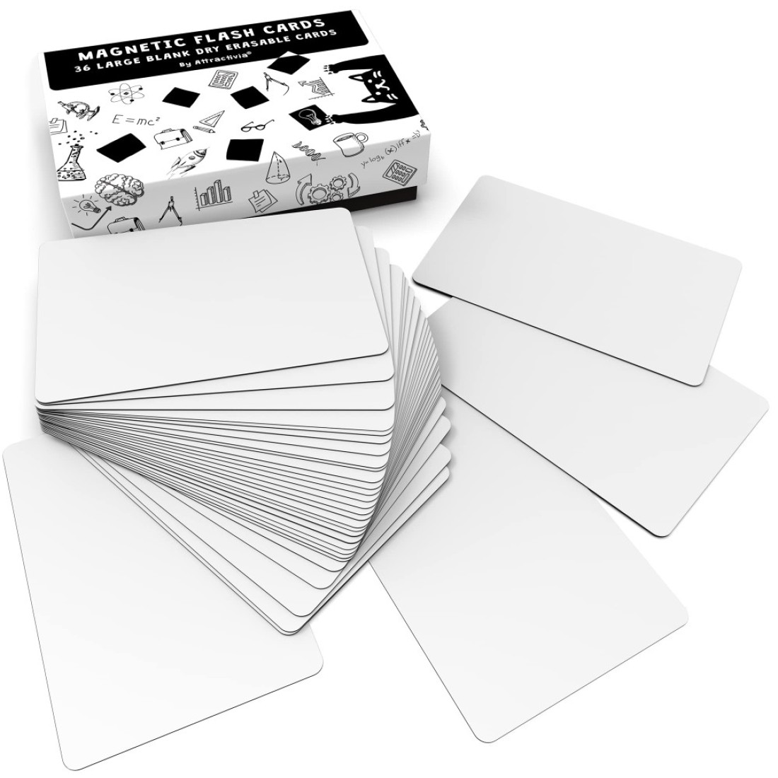 Attractivia Magnetic Flash Cards 36 Blank Large Dry Erase Cards for Office and Education