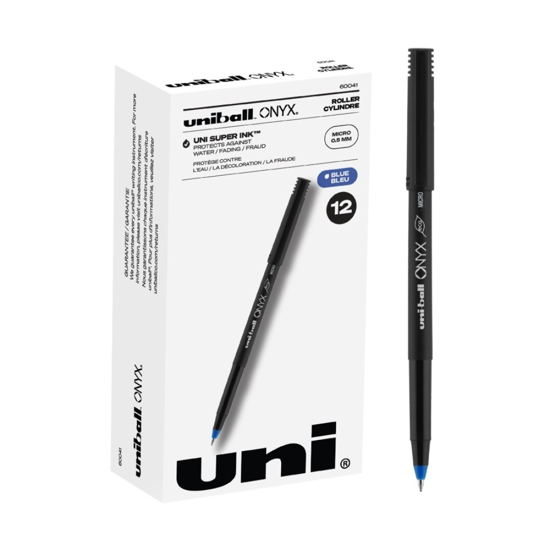Uniball Onyx Rollerball Stick Pen 12 Pack 05mm Micro Blue Pens Gel Ink Pens Office Supplies Pens Ballpoint Pen Colored Pens Gel Pens Fine Point Smooth Writing Pens