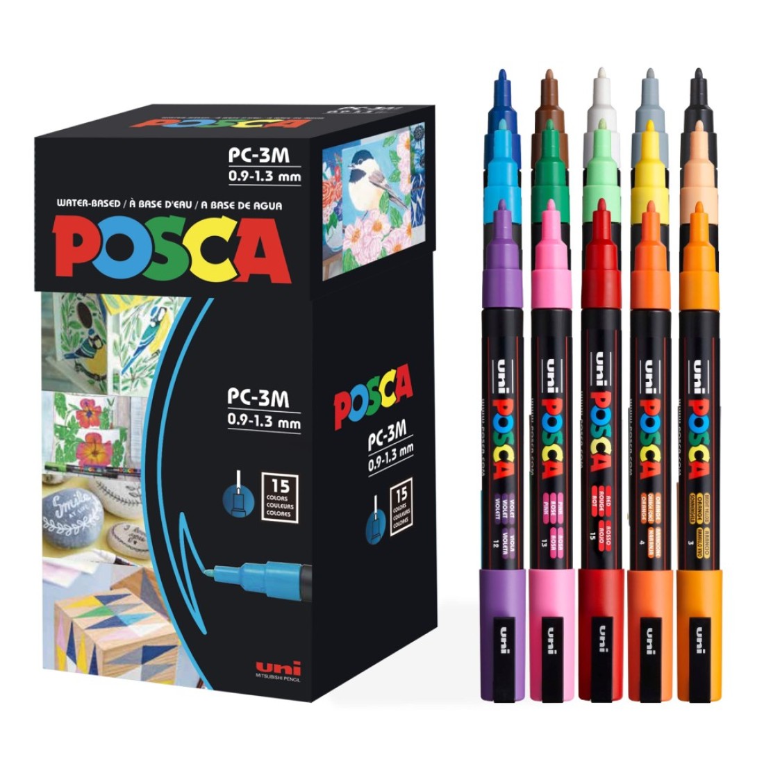 15 Posca Paint Markers 3M Fine Posca Markers of Acrylic Paint Penswith Reversible Tips Posca Pens for Art Supplies Fabric Paint Fabric Markers Paint Pen Art Markers