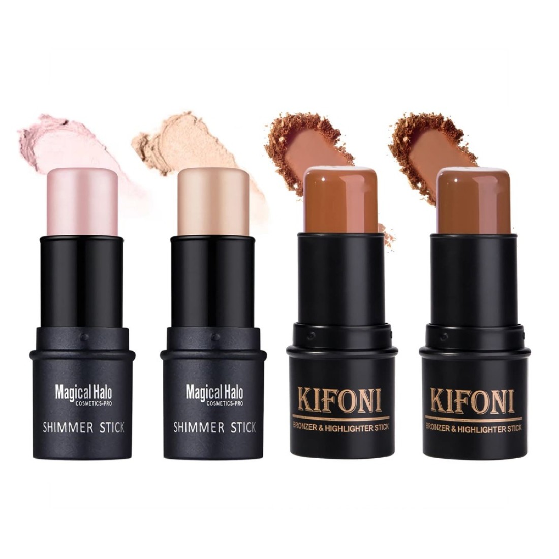 4 Pcs Cream Contour Foundation Stick Highlighter Bronzer Pen Face Brightens Shades Pencil Highlighting Shade Longwear Makeup Highlight Bronzer Shaping Trimming Stick Cream
