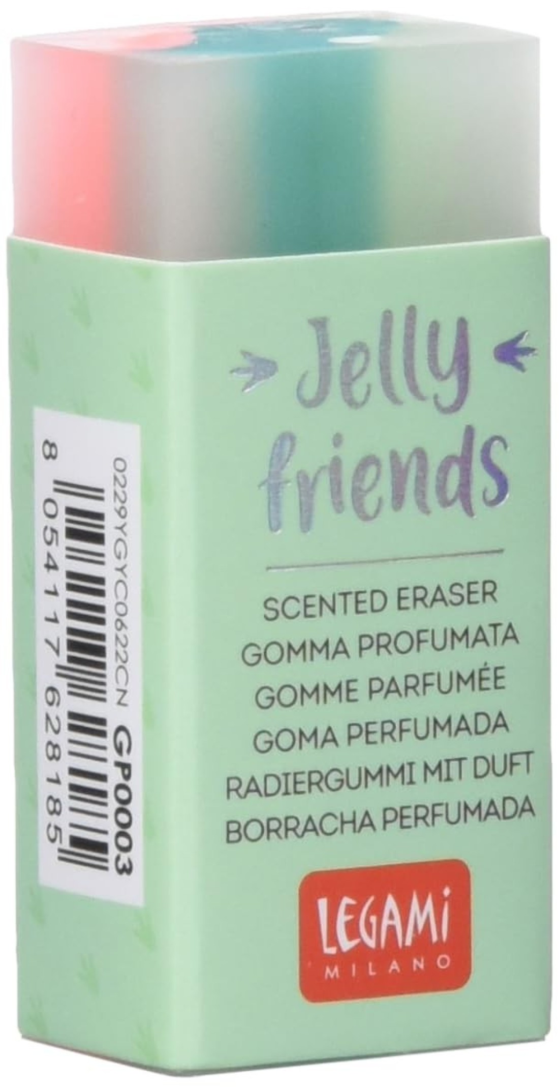 Legami GP0003 Scented Rubber Jelly Friends 23x5 cm Dino Theme Vanilla Aroma Soft and Clean Erasing