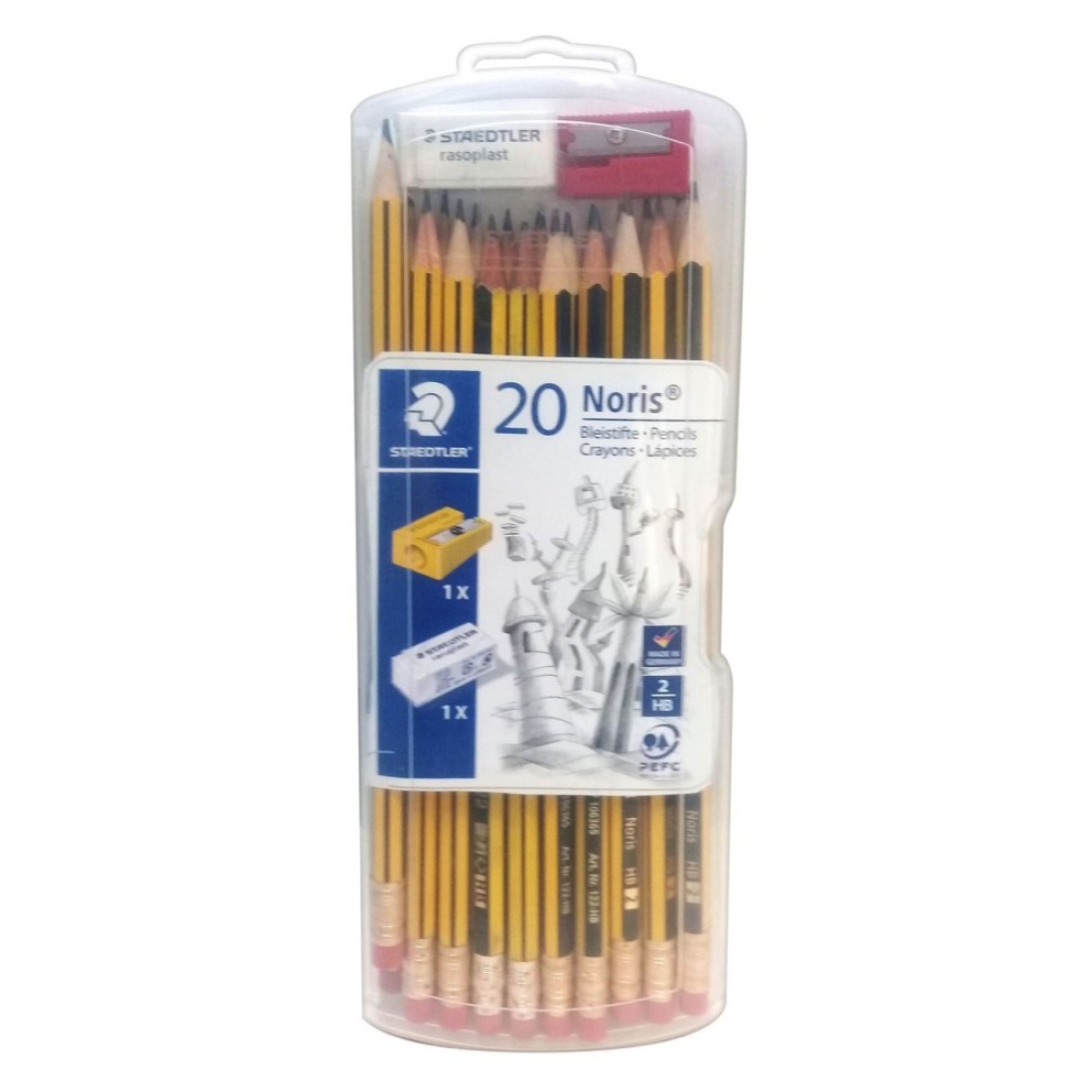 Staedtler Noris 122-HBA HB Pencils 2 PCS and Eraser with Sharpener