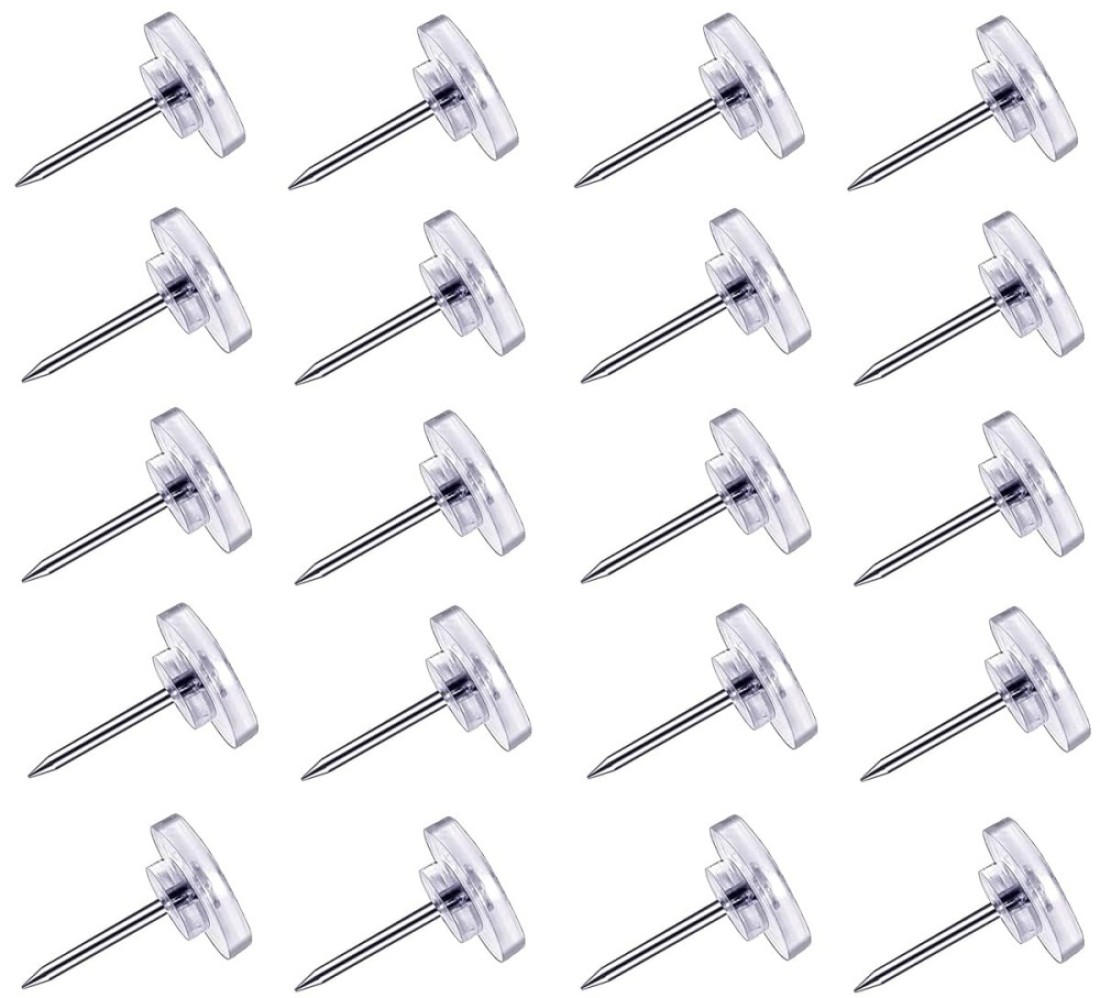 150 Count Push Pins, Clear Thumb Tacks, Flat Thumb Tacks Steel Point and Clear Plastic Head Pushpins, Transparent Thumbtacks for Cork Board Bulletin Boards for School, Office, Cork Board,Wall Hanging,