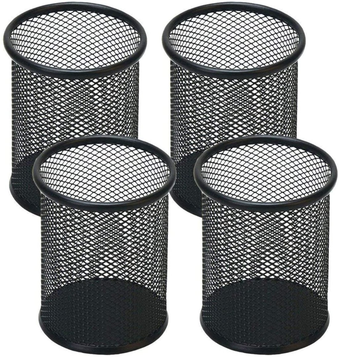 Generic Pen Holder Mesh Pencil Holder For Desk Office Pen Organizer Black, 4 Pack