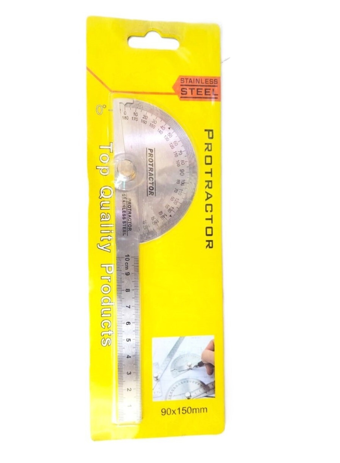 AL ARQAM Stainless Steel Protractor 180 Degrees Two Arm Ruler Adjustable Angle Protractor Woodworking Ruler Craftsman Angle Measure Tool