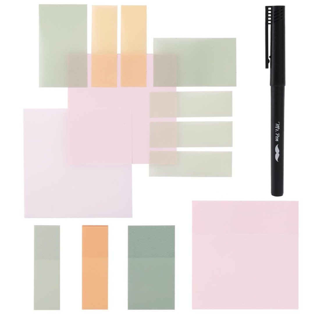 Mr. Pen- Pastel Transparent Sticky Notes, 200 pcs, Bible Sticky Notes, Translucent Sticky Notes, Planner Tabs, Sticky Notes Tabs, Sticky Notes for Books, Book Sticky Notes, Sticky Notes Transparent