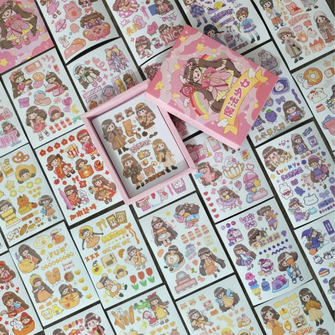 50 Sheets Washi Paper Sticker Set Kawaii Magician Girl Cute DIY Stickers for Scrapbooking Book Water Bottle Diary Agenda Album Planner Gift Wrapping Cup Letter Card Journaling Collage