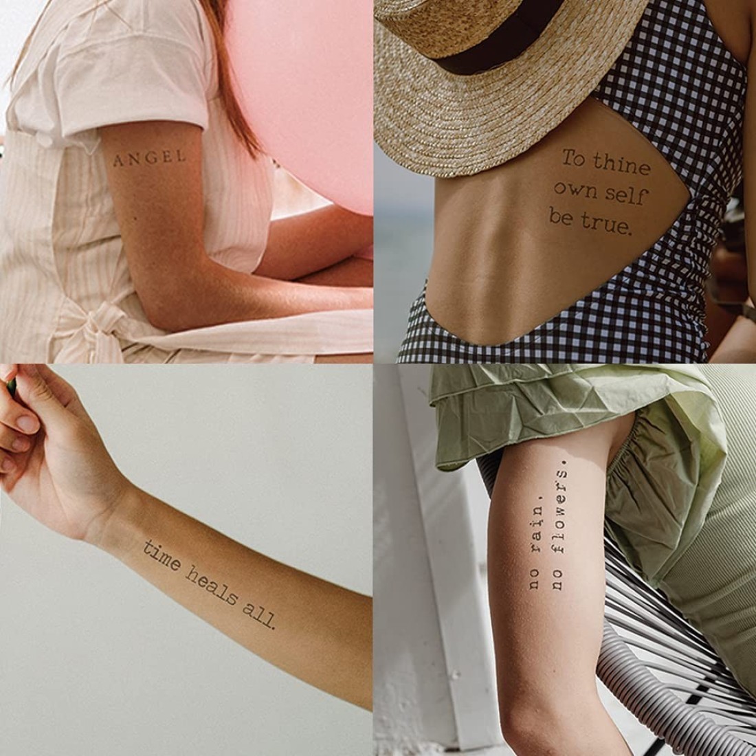 Everjoy Realistic Inspirational Words Temporary Tattoos 20 Designs Large Waterproof Quotes Tattoos for Women and Men 2 Sheets