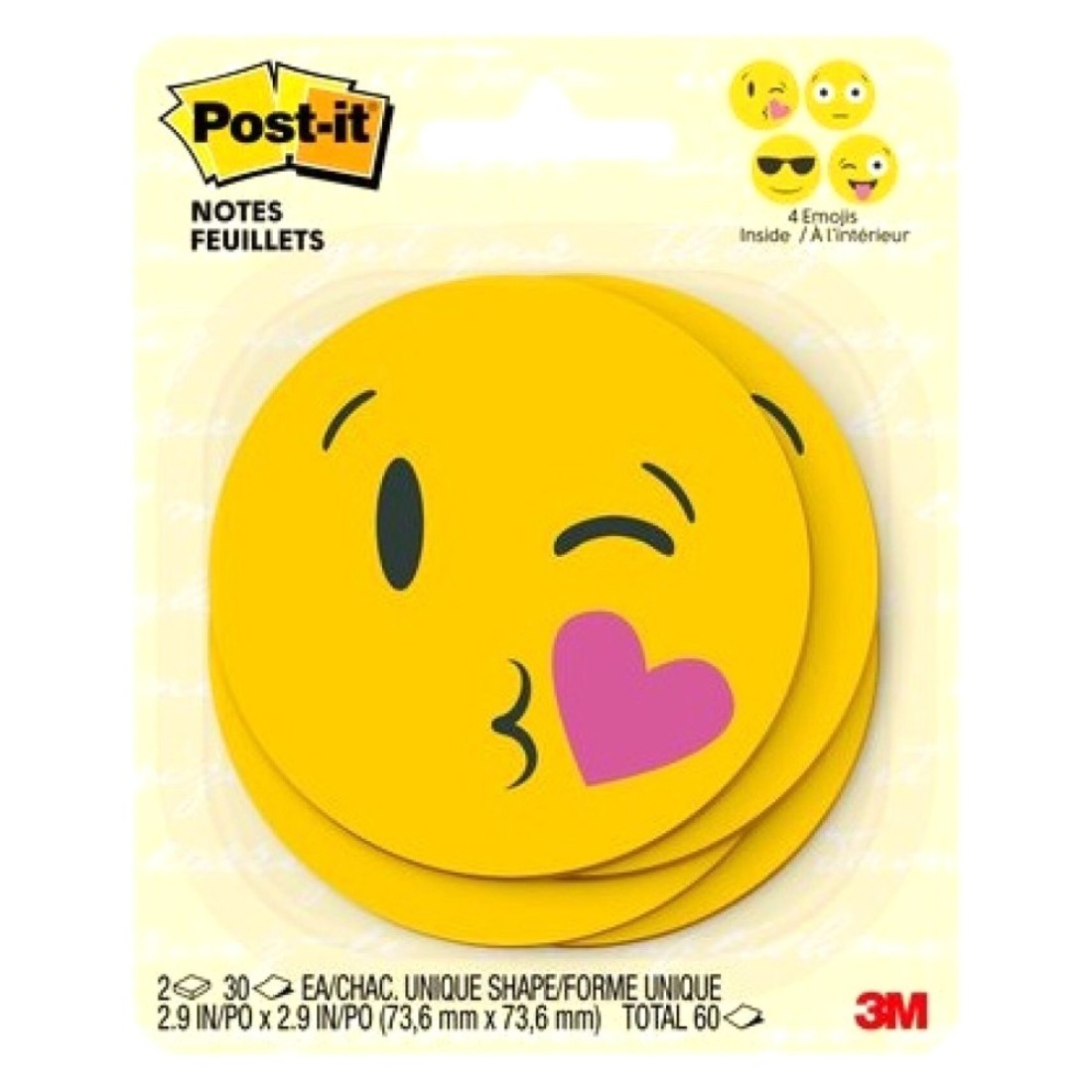 بوست-إت 4 تصميمات رموز تعبيرية مطبوعة BC-2030-EMOJI2 3x3 بوصة حزمة من 2 3M