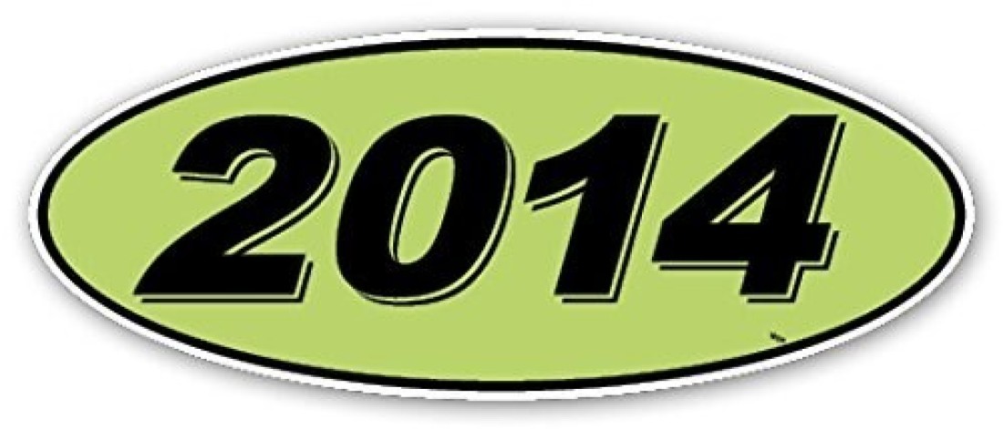 Oval Model Year Window Stickers (Black Numbers on Green) (12 Per Pack) (2014)
