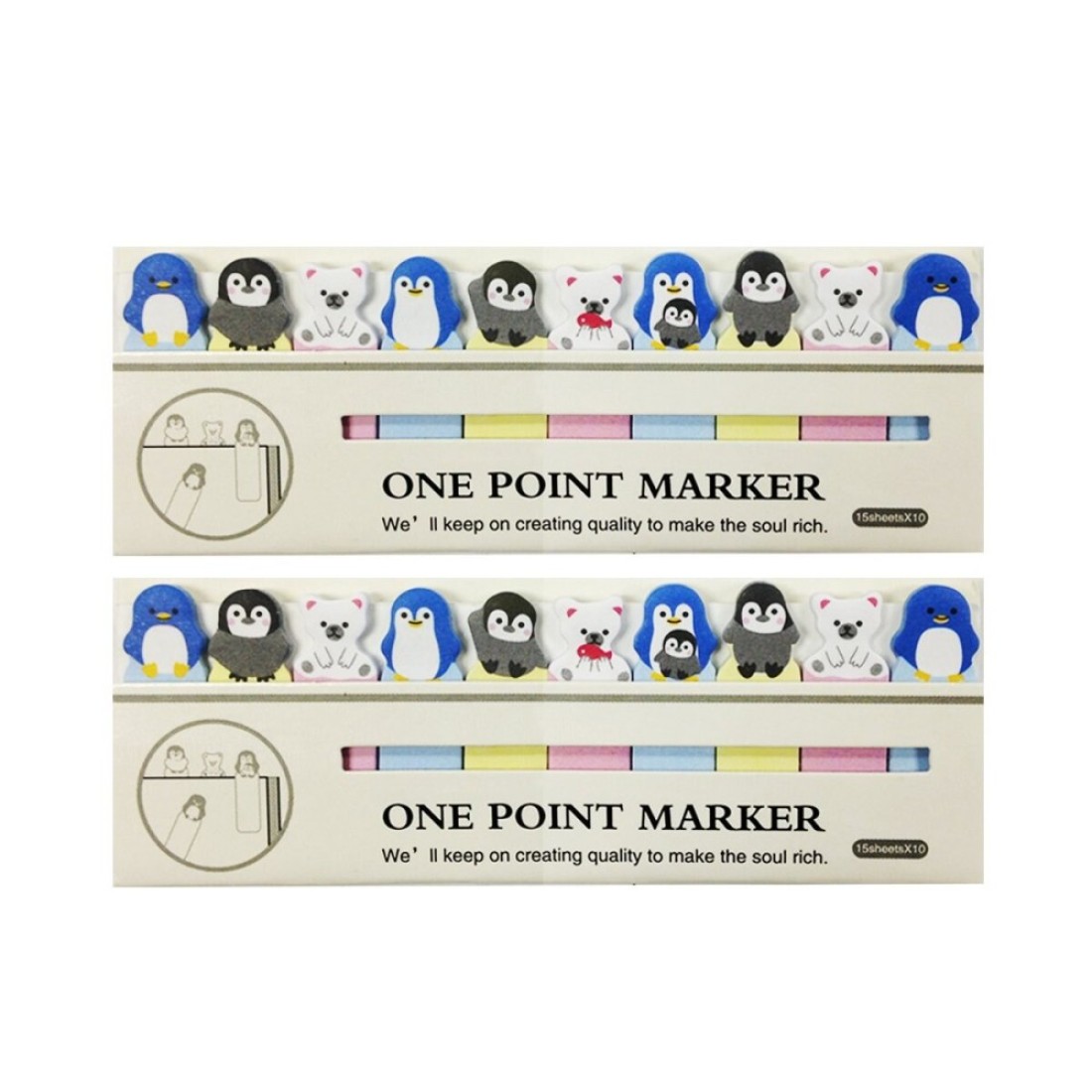 Wrapables Bookmark Flag Tab Sticky Notes, Artic Buddies, Set of 2