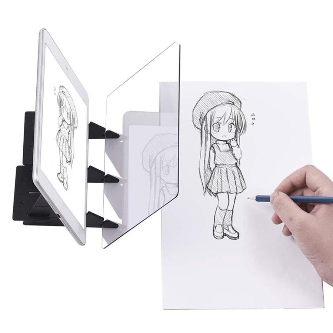 Optical Tracing Drawing Board, Portable Sketching Wizard Tool, Reflection Projector Sketch Painting Pad Copy Shadow Mirror Image Board with Stand for Artists Beginners