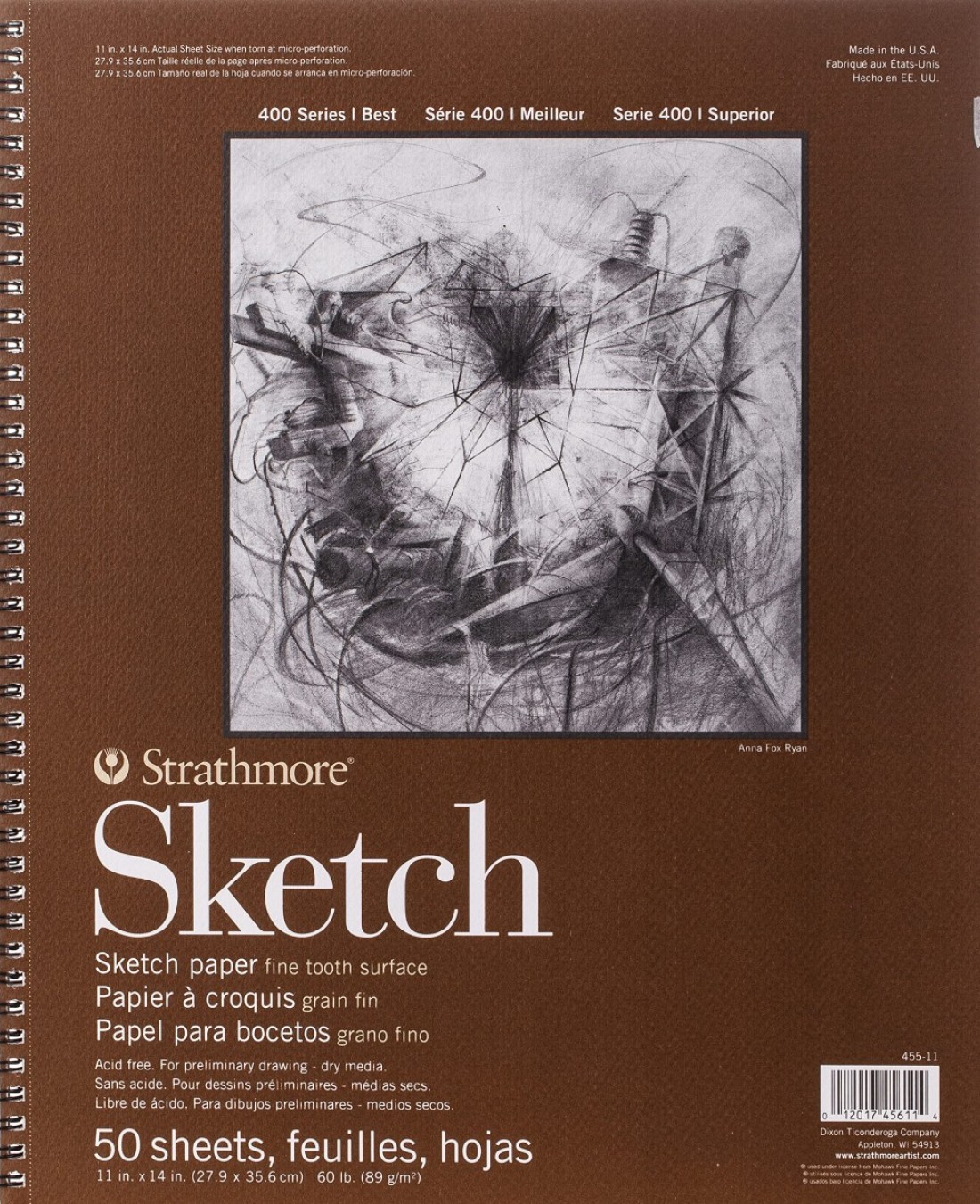 Strathmore 400 Series Sketch Pad 11x14 inch 100 Sheets Artist Sketchbook for Drawing Illustration Art Class Students