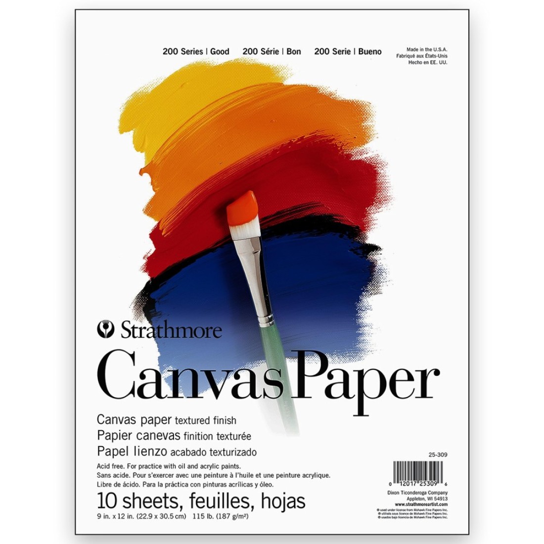 Strathmore 200 Series Canvas Paper Tape Bound Pad 9x12 inches 10 Sheets 115lb187g Artist Paper for Adults and Students Oil Paint Acrylic Paint Mixed Media Art Journaling