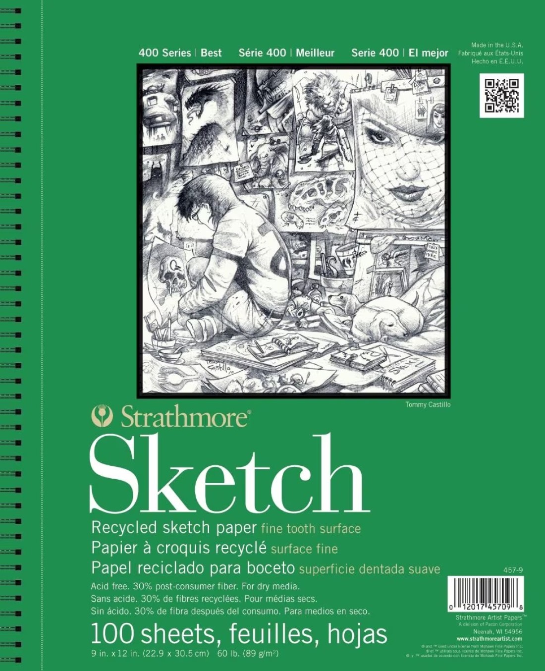 Strathmore 400 Series Sketch Pad Recycled Paper 35x5 inch 100 Sheets Artist Sketchbook for Drawing Illustration Art Class Students