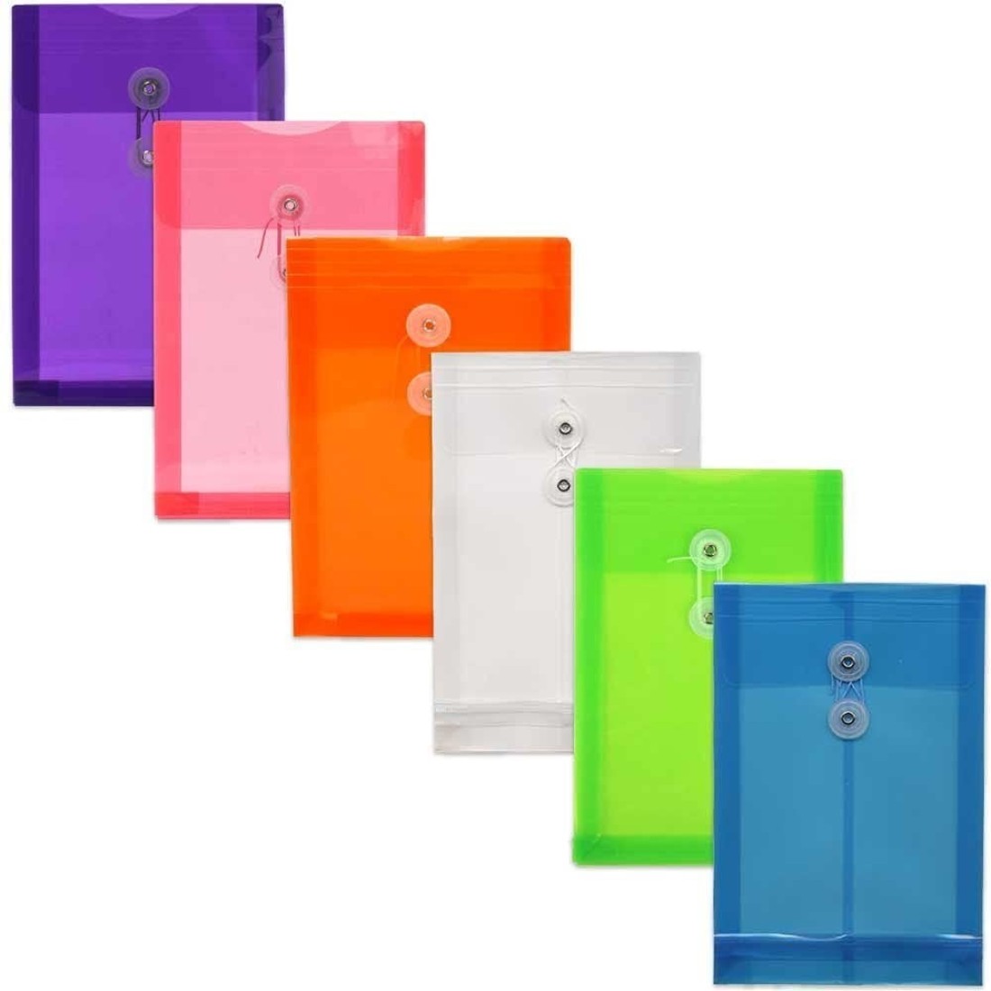 JAM Paper Plastic Envelopes with Button String Tie Closure 6 14 x 9 14