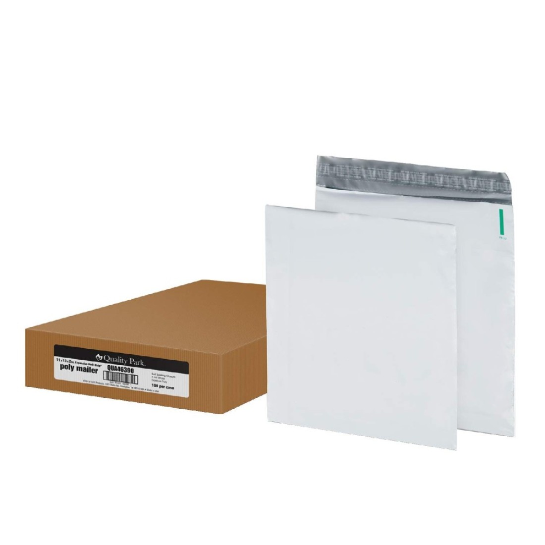 Quality Park 11 x 13 Poly Shipping Mailers 2 Expansion RediStrip Self Sealing WaterResistant Tamper Evident Recycled White 100 per Box QUA46390