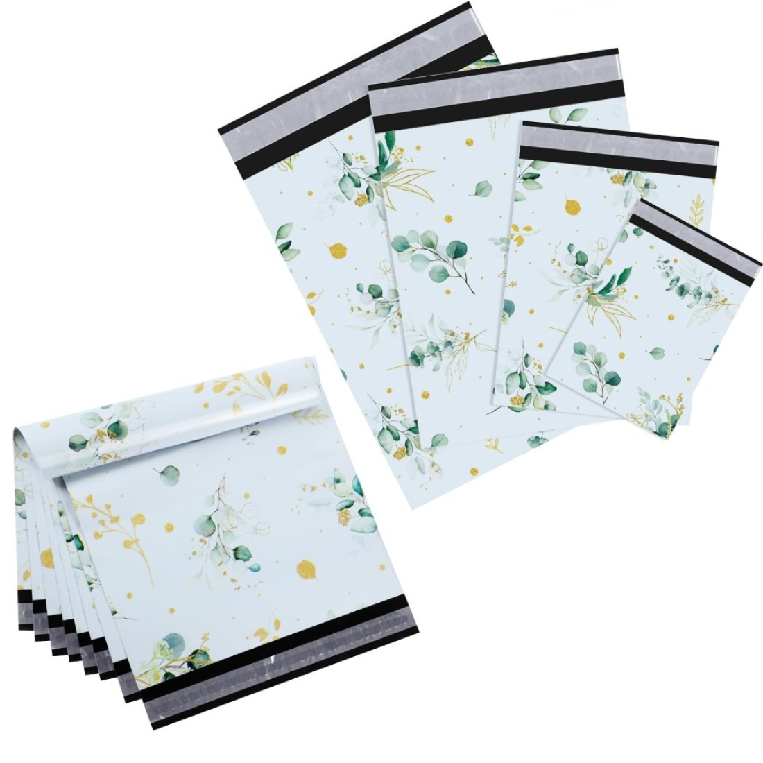 Outus 120 Pieces Poly Mailer Envelope Christmas Shipping Gift Bags Self Adhesive Clasp Envelope Self Adhesive Tear Proof Mailing Envelopes, 8x12in, 10x14in, 13x18in, 15x20in(Multicolored,Eucalyptus)