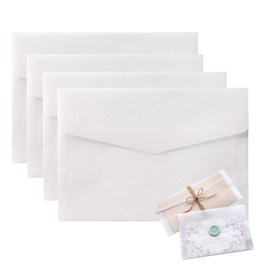 HAGBOU Envelopes for Invitation 50 Pack 49x689 Inch White Translucent Paper Wedding Envelopes Gift Card Window Envelopes Greeting Card Envelopes for Party Birthday Postcard